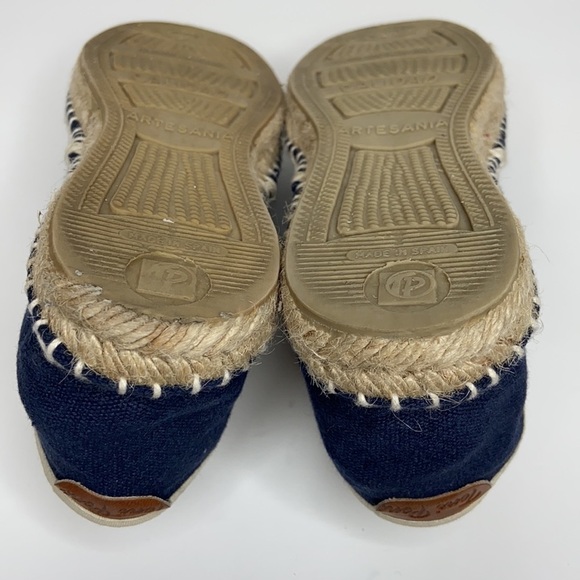Toni Pons Blue Canvas Espadrilles Tan Trim Slip-On - Picture 7 of 16